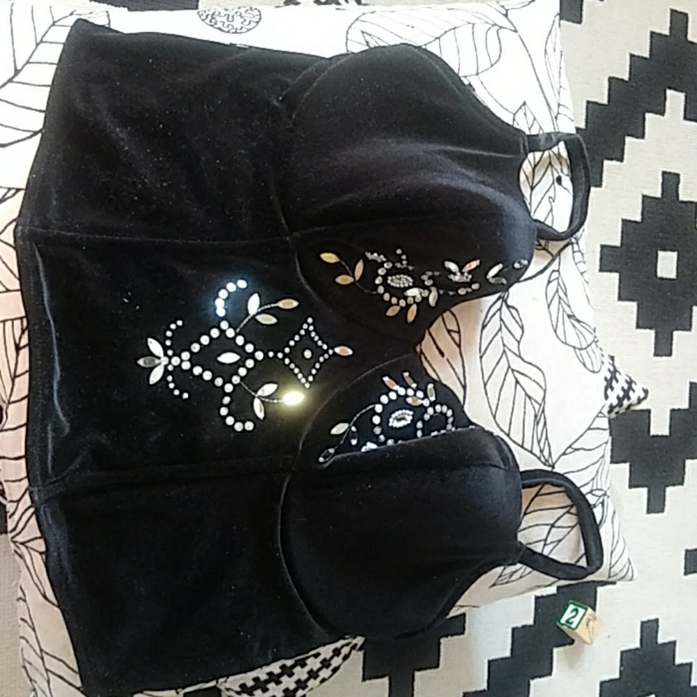 Cacique Bustier, velvet and rhinestone